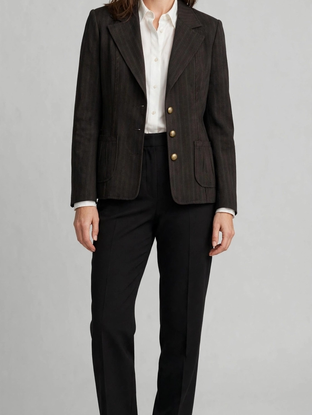Classic Women's Black Pinstripe Blazer